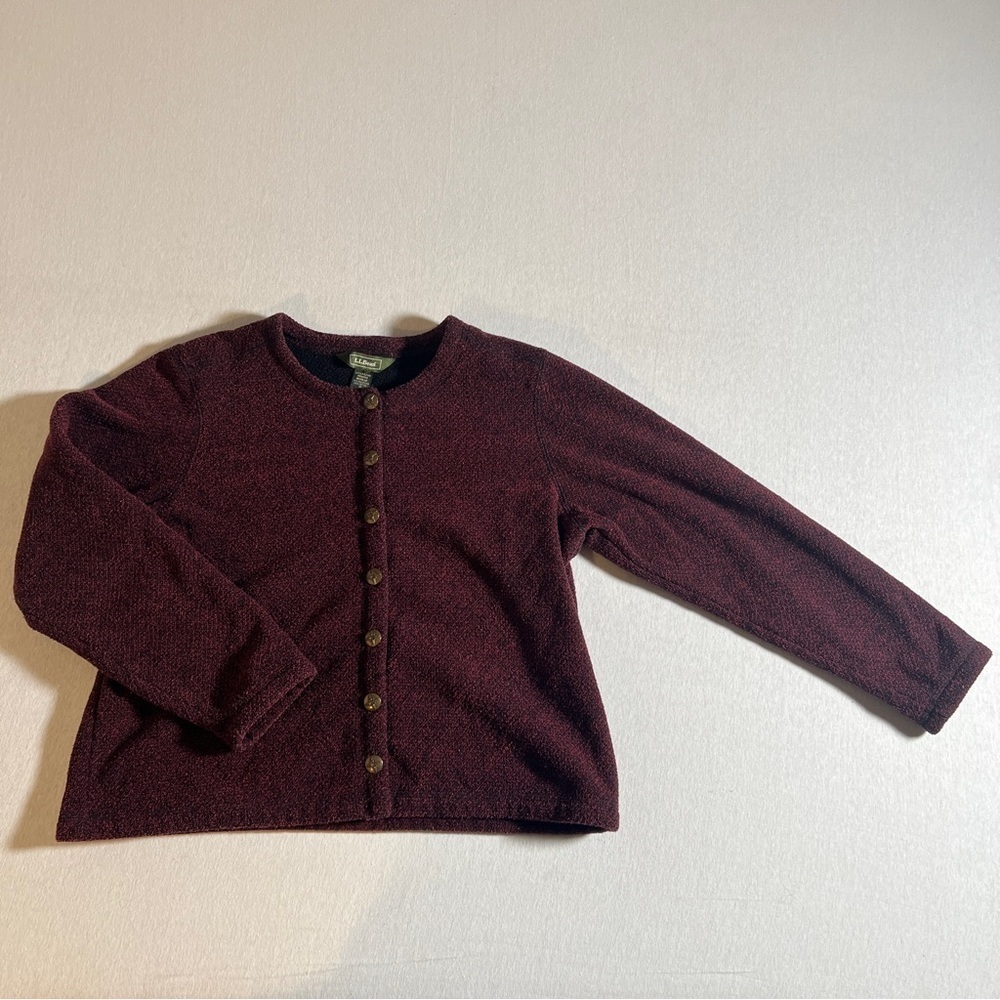 L.L. Bean Vintage 90s Women’s Cardigan Size Medium Red + Black w/ Brass Buttons
